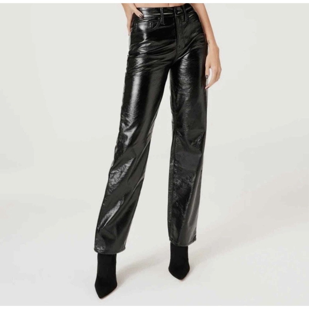 Good American 90s Texturized Vinyl Pants Sz 2 Small Whimsigoth Winter Fall Y2K